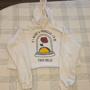 Women's White Graphic Hoodie - Taco Belle Design